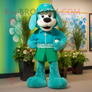 Teal Bunch Of Shamrocks mascot costume character dressed with a Bermuda Shorts and Anklets