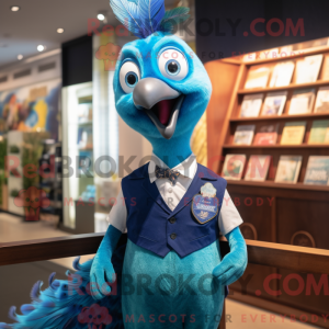 Blue Peacock mascot costume...
