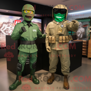 Green Gi Joe mascot costume...