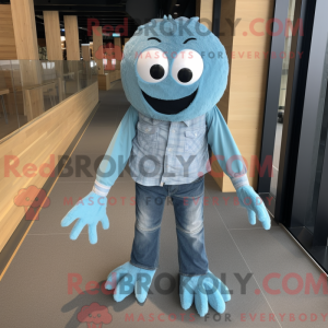 Cyan Spider mascot costume...