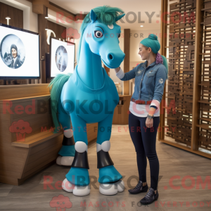 Teal Horse mascottekostuum...