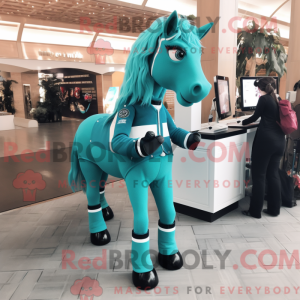 Teal Horse mascottekostuum...