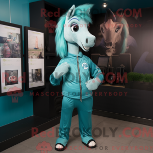 Blågrøn hest maskot kostume...