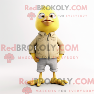 Beige Canary mascot costume...