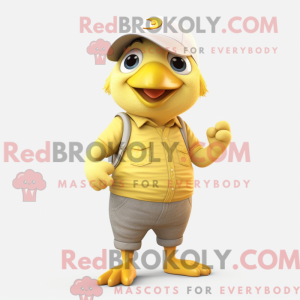 Beige Canary mascot costume...