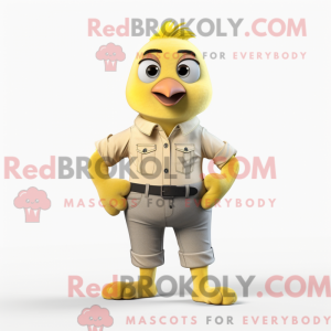 Beige Canary mascot costume...