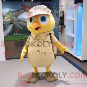 Beige Canary mascot costume...