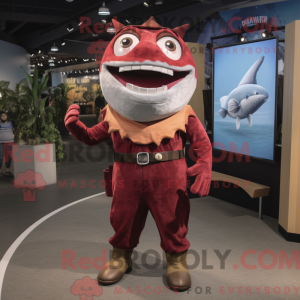 Maroon Tuna maskot kostume...