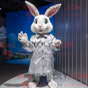 Sølv kanin maskot kostume...