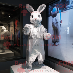 Sølv kanin maskot kostume...