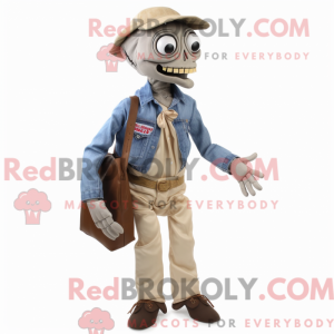 Beige Undead maskot kostume...