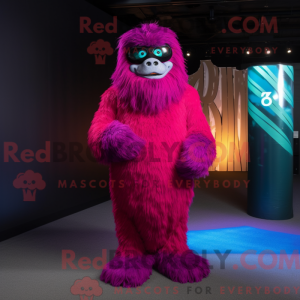 Magenta Sasquatch maskot...