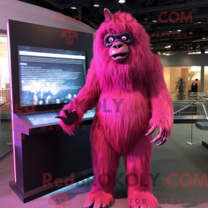 Magenta Sasquatch maskot...