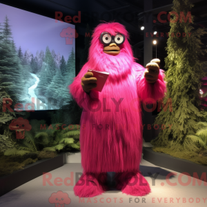 Magenta Sasquatch maskot...