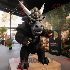 Sort Triceratops maskot...