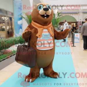 Brown Seal mascot costume...