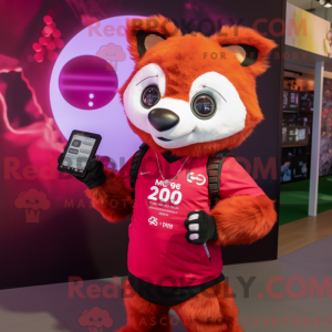Magenta Red Panda mascot...