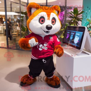 Magenta Red Panda mascot...