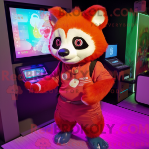 Magenta Red Panda mascot...