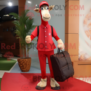 Red Giraffe mascot costume...