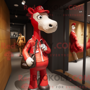 Red Giraffe mascot costume...