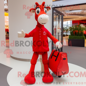 Red Giraffe mascot costume...