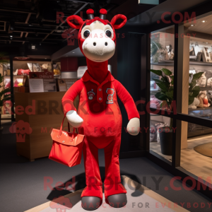 Rød giraf maskot kostume...