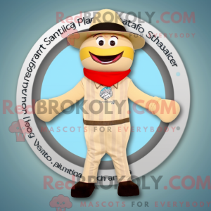 Beige Plate Spinner mascot...