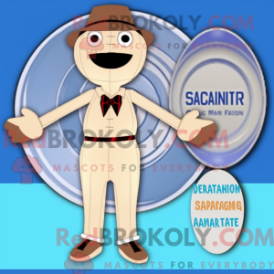 Beige Plate Spinner mascot...