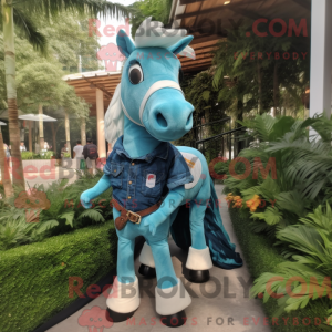 Teal Horse mascottekostuum...