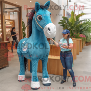 Teal Horse mascottekostuum...
