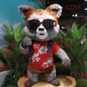 Gray Red Panda mascot...