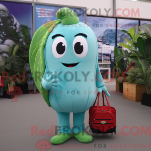 Sky Blue Green Bean maskot...