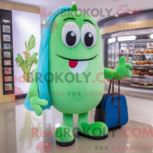Sky Blue Green Bean mascot...