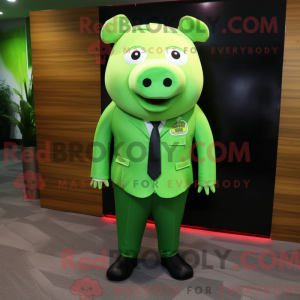 Green Pig mascot costume...