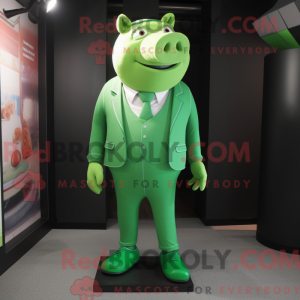 Green Pig mascot costume...