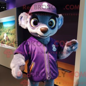Purple Lemur mascot costume...
