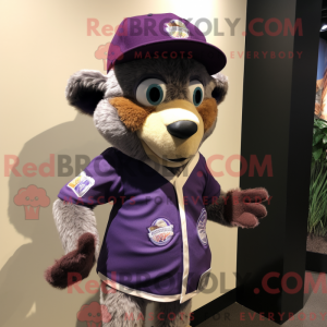 Purple Lemur mascot costume...