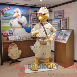 Beige Hens mascot costume...
