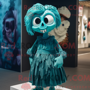 Teal Skull Maskottchen...