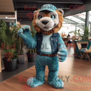 Blågrøn Smilodon maskot...