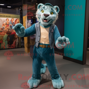 Teal Smilodon mascot...