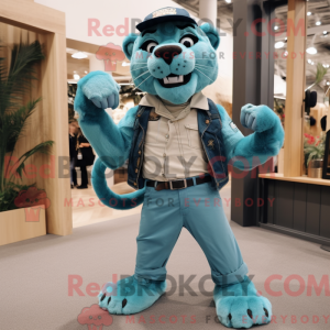 Teal Smilodon Maskottchen...
