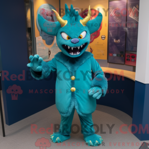 Teal Devil mascottekostuum...