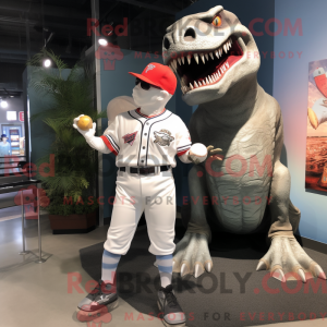 Sølv T Rex maskotdraktfigur...