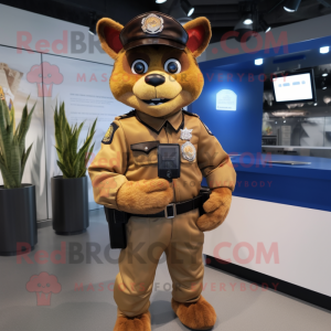 Rust Police Officer mascot costume character dressed with a Jumpsuit and Wraps