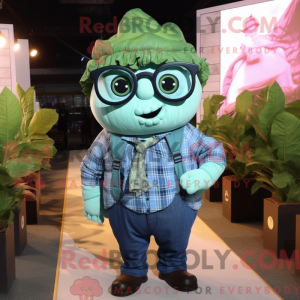 Cyan Cabbage maskot kostume...