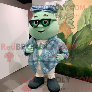 Cyan Cabbage mascot costume...