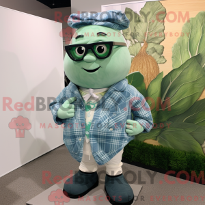 Cyan Cabbage maskot kostume...