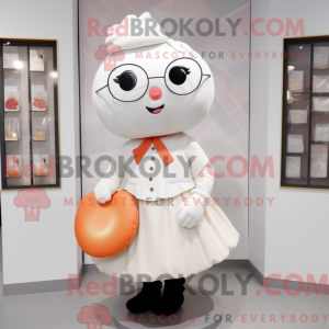 Hvid Abrikos maskot kostume...